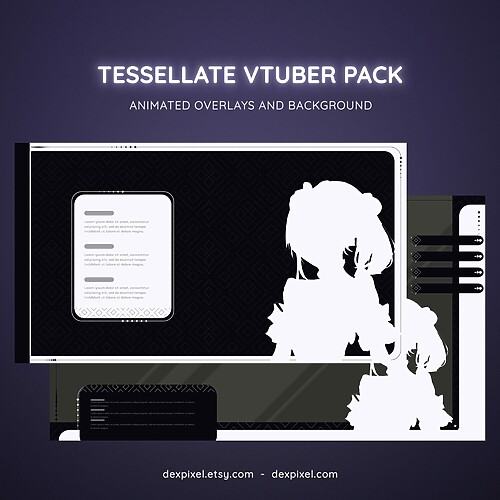 Tessellate White and Black Animated Vtuber Stream Pack