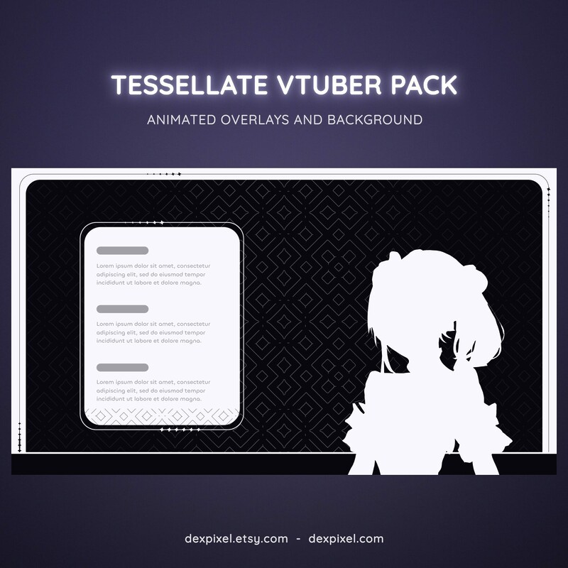 Tessellate White and Black Animated Vtuber Stream Pack 1