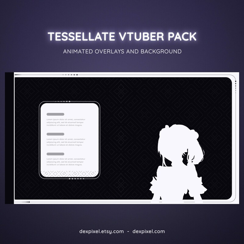 Tessellate White and Black Animated Vtuber Stream Pack 2