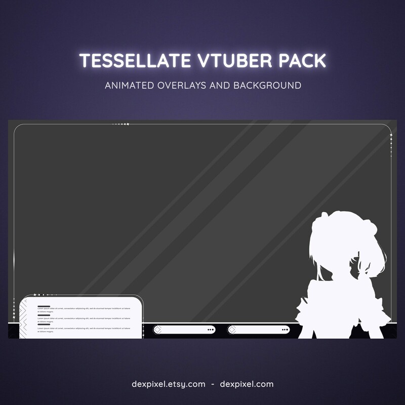Tessellate White and Black Animated Vtuber Stream Pack 3