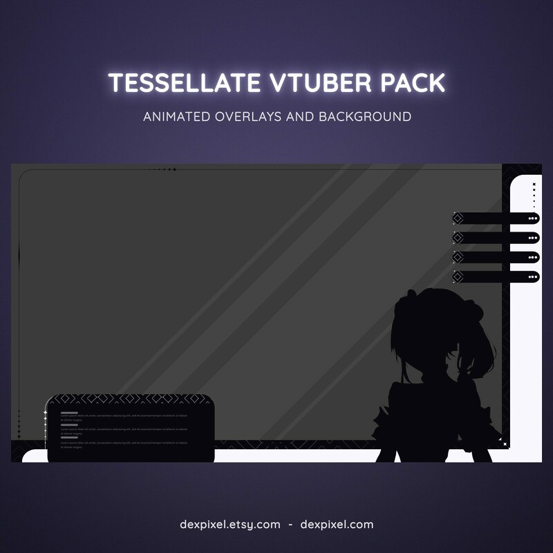 Tessellate White and Black Animated Vtuber Stream Pack 4