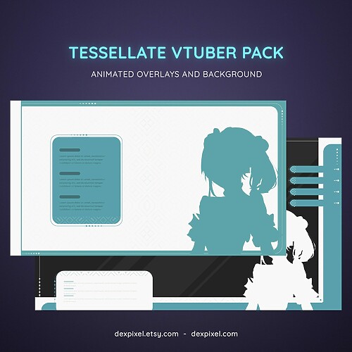Green Mint Tesselate Animated Vtuber Stream Pack