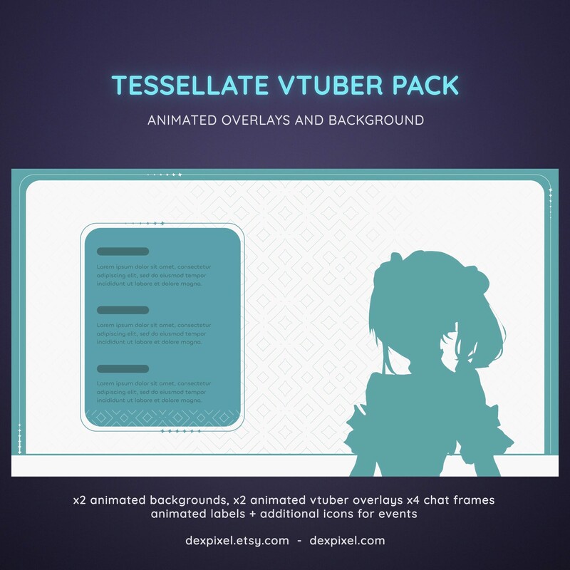 Green Mint Tesselate Animated Vtuber Stream Pack 1