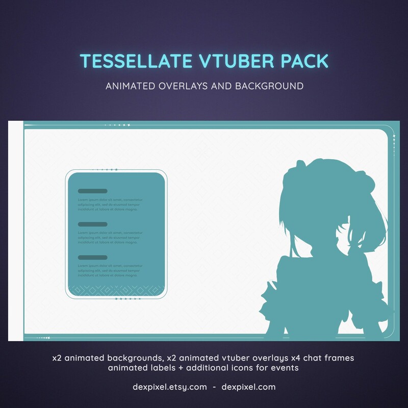 Green Mint Tesselate Animated Vtuber Stream Pack 2