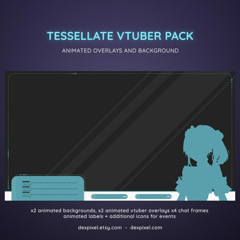 Green Mint Tesselate Animated Vtuber Stream Pack 3