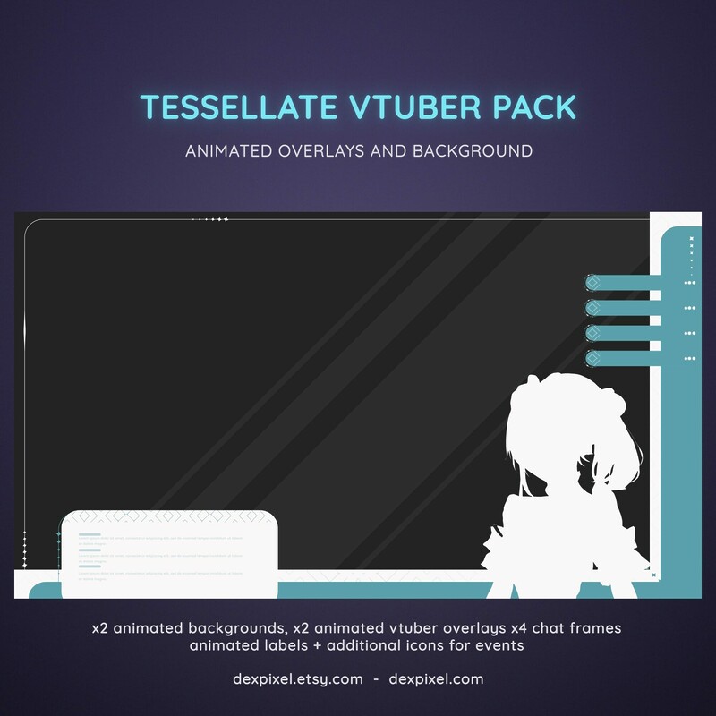 Green Mint Tesselate Animated Vtuber Stream Pack 4