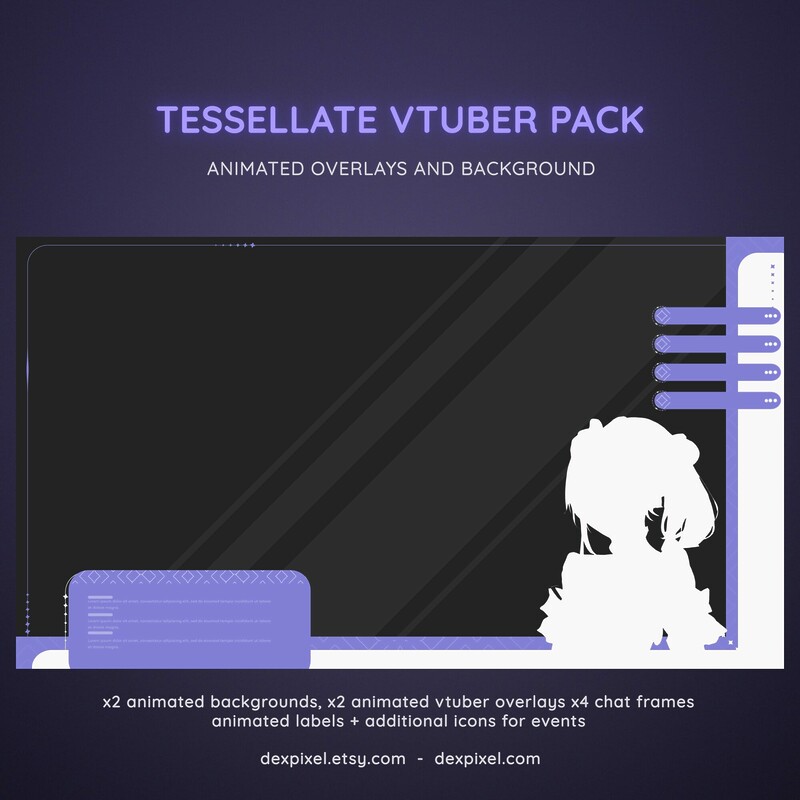 Tessellate Lavender Animated Vtuber Stream Pack4
