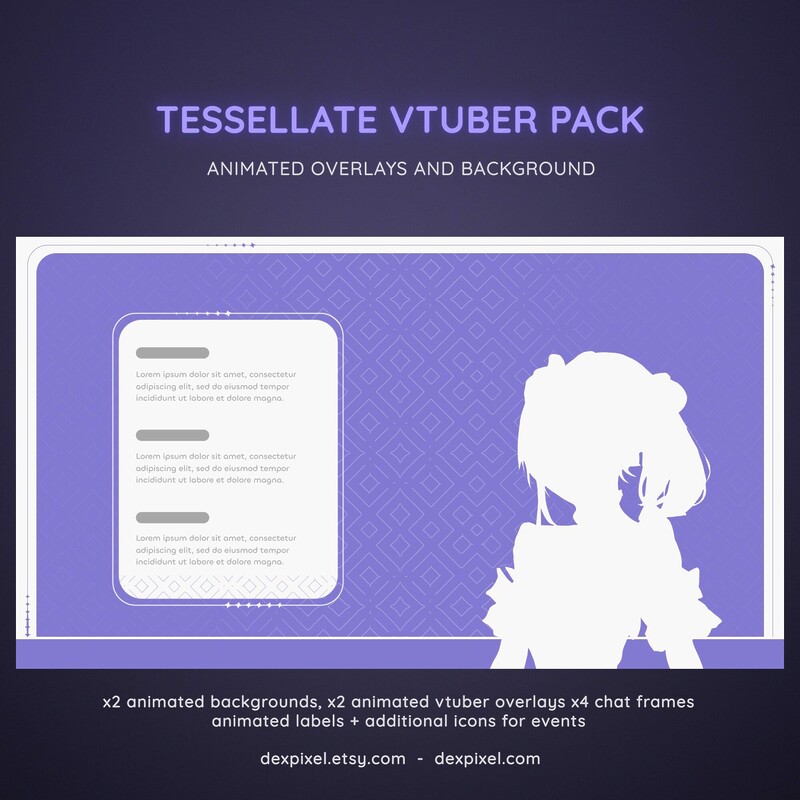 Tessellate Lavender Animated Vtuber Stream Pack 1