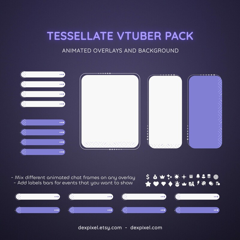 Tessellate Lavender Animated Vtuber Stream Pack 5