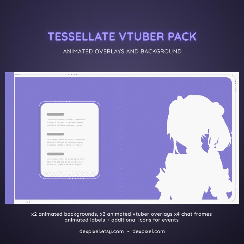 Tessellate Lavender Animated Vtuber Stream Pack2
