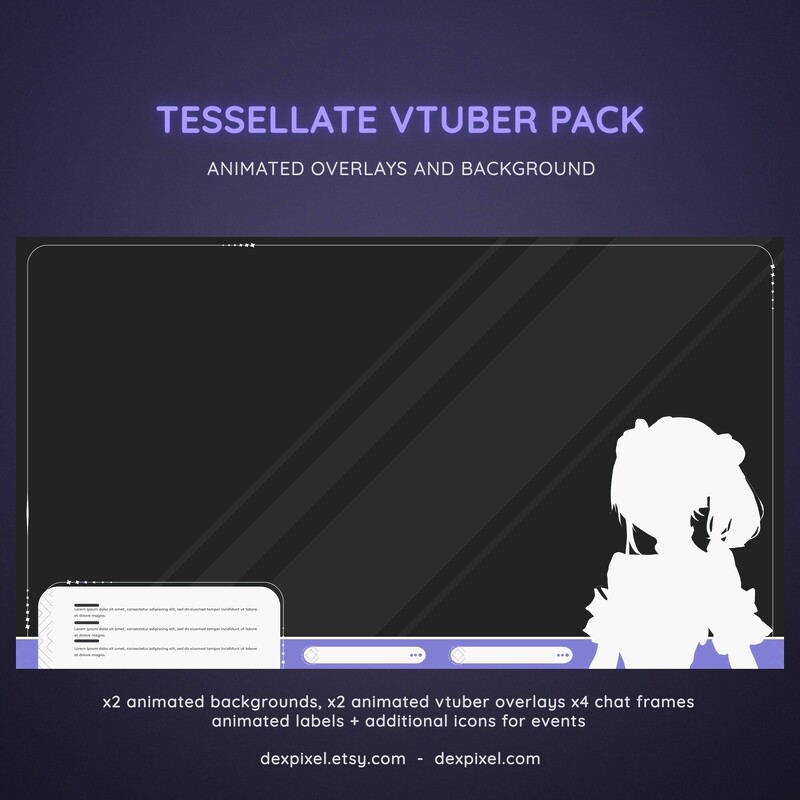 Tessellate Lavender Animated Vtuber Stream Pack3