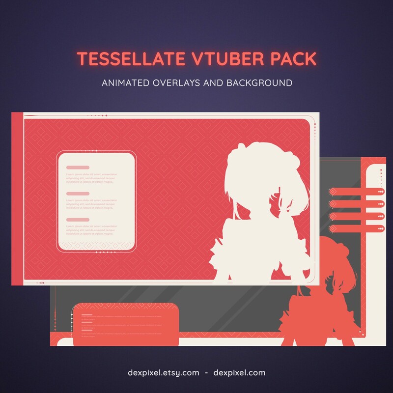 Coral Red Tesselate Animated Vtuber Stream Pack
