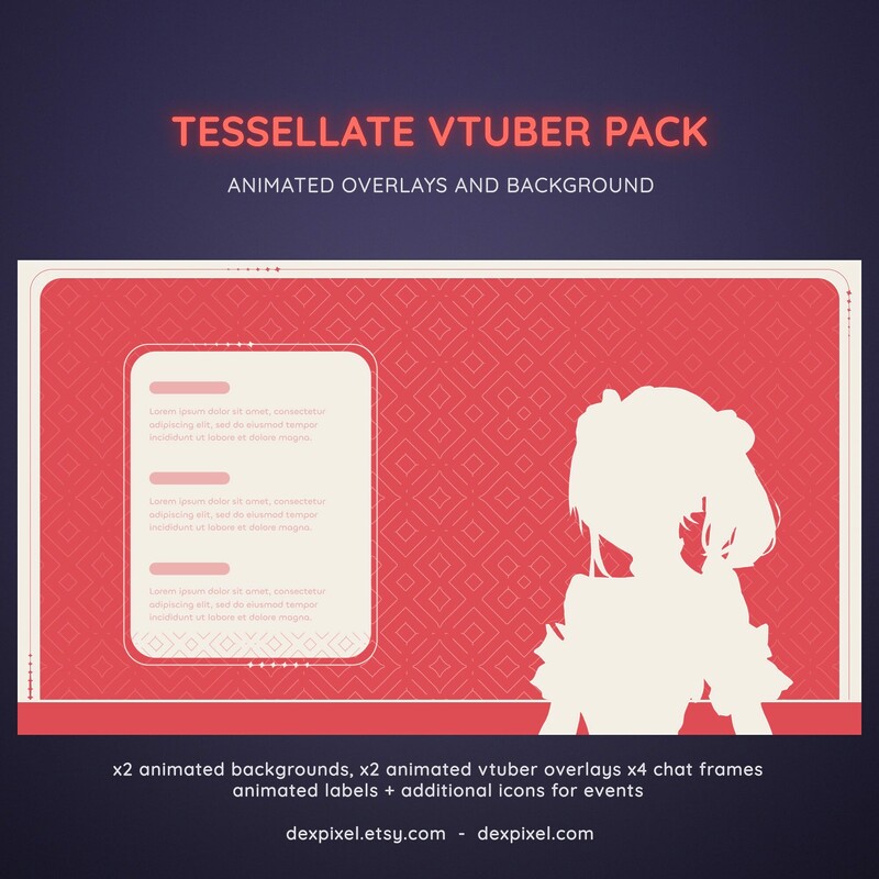 Coral Red Tesselate Animated Vtuber Stream Pack 1