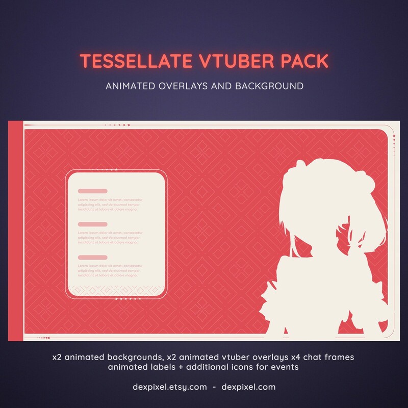 Coral Red Tesselate Animated Vtuber Stream Pack 2