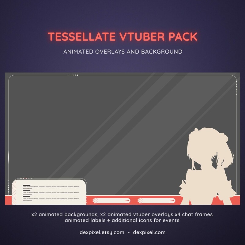 Coral Red Tesselate Animated Vtuber Stream Pack 3