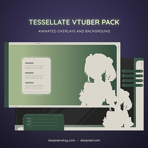 Green Tea Tesselate Animated Vtuber Stream Pack