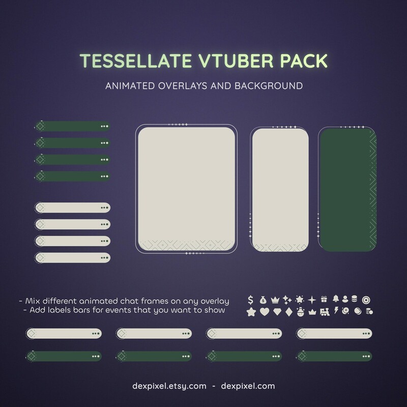 Green Tea Tesselate Animated Vtuber Stream Pack 1
