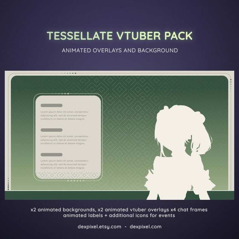 Green Tea Tesselate Animated Vtuber Stream Pack 2