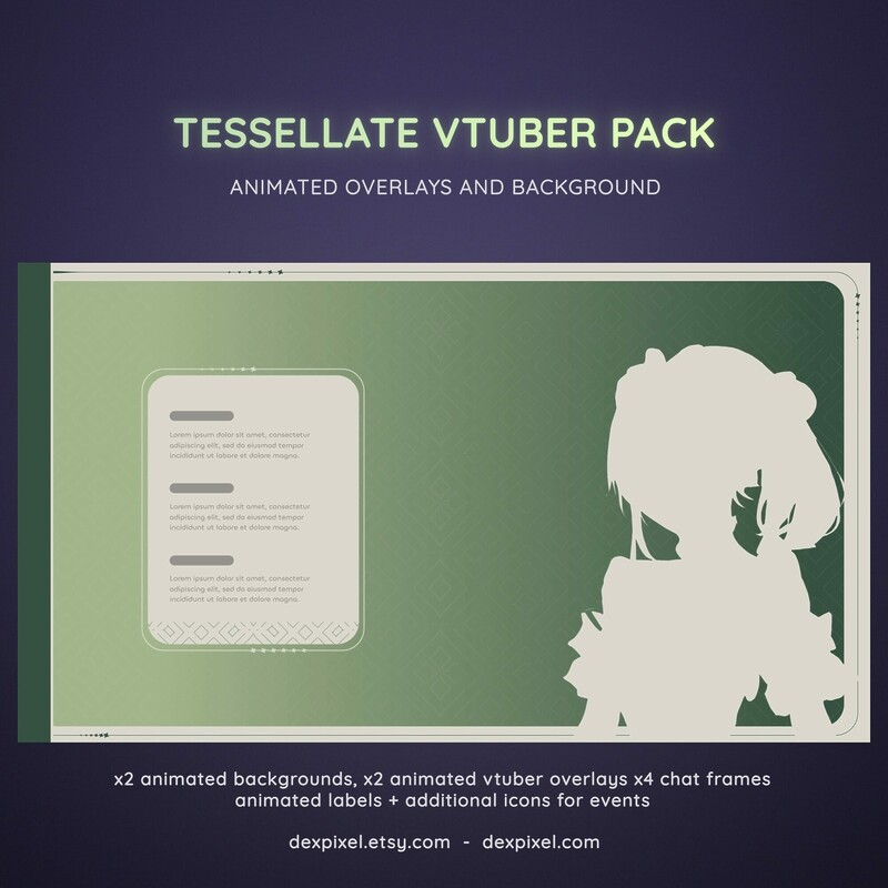 Green Tea Tesselate Animated Vtuber Stream Pack 3