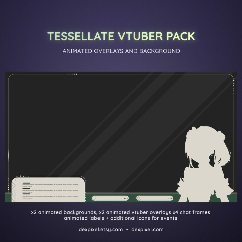 Green Tea Tesselate Animated Vtuber Stream Pack 4