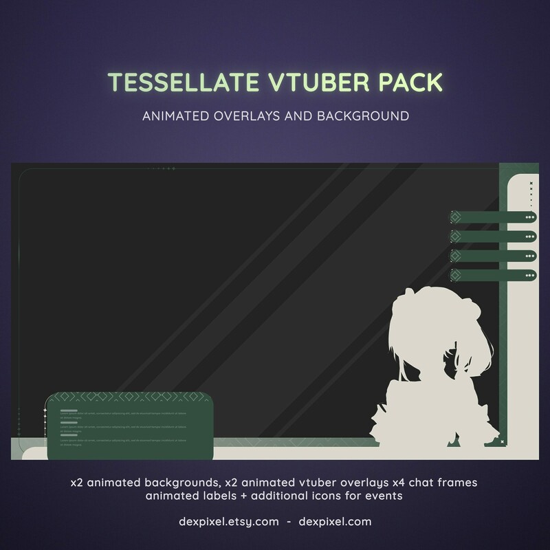 Green Tea Tesselate Animated Vtuber Stream Pack 5