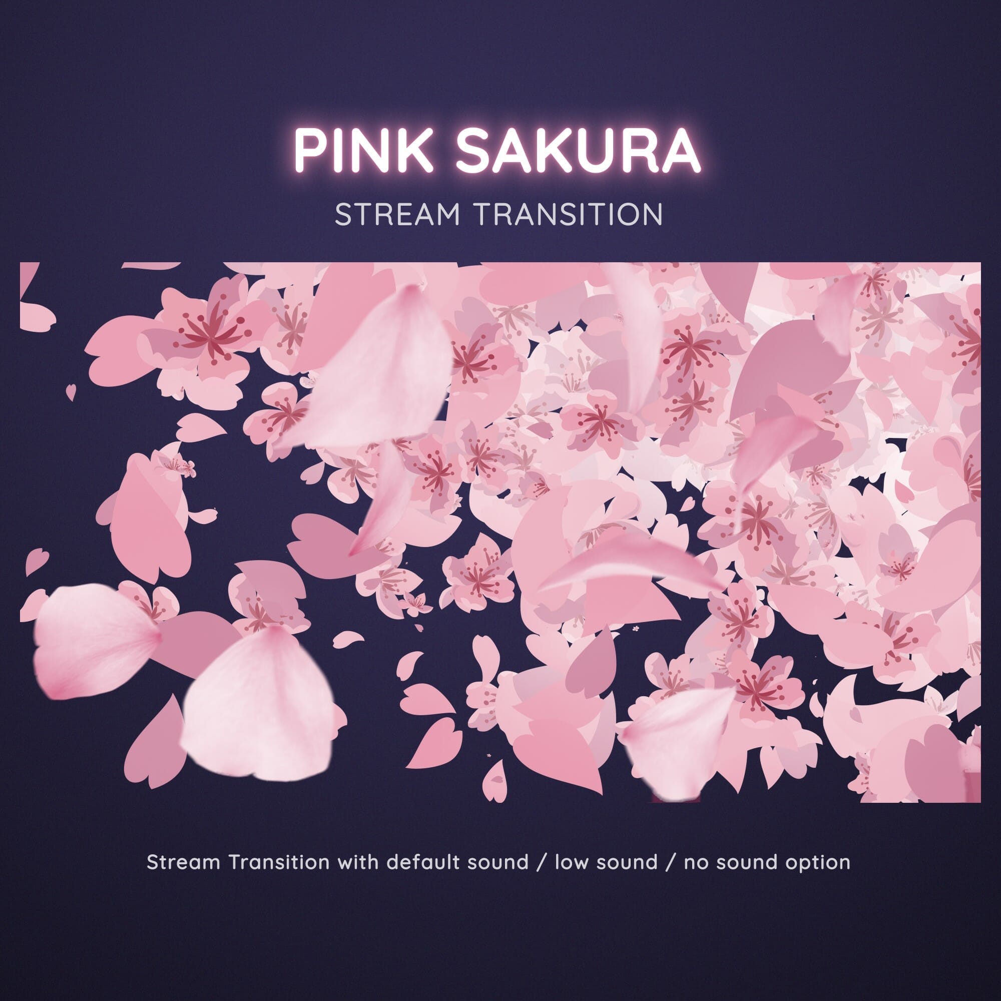 Cherry Blossom Stream Overlay, Pink Sakura Petals Animated Twitch