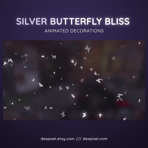Short Butterfly Bliss Vtuber Stream Decoration Add On Silver
