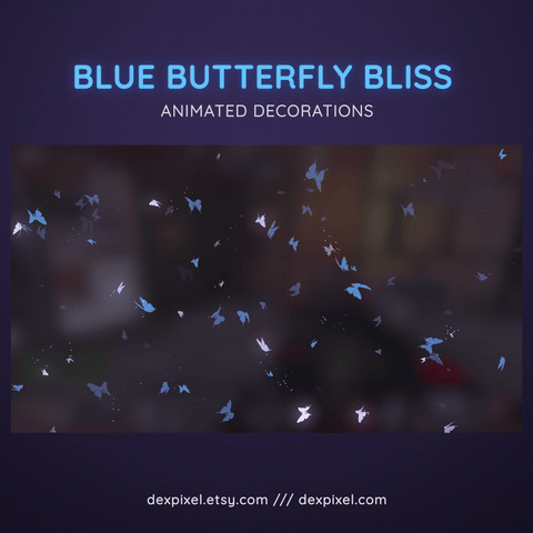 Butterfly Bliss Vtuber Stream Decoration Add On Blue short