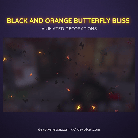Butterfly Bliss Vtuber Stream Decoration Add On orange short
