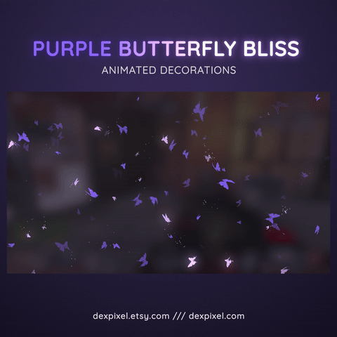 Butterfly Bliss Vtuber Stream Decoration Add On Purple short
