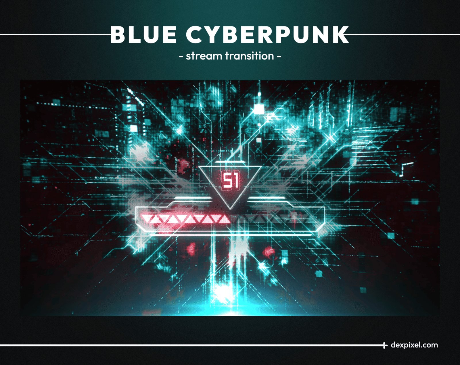 Blue Cyberpunk Glitch Stream Transition 3