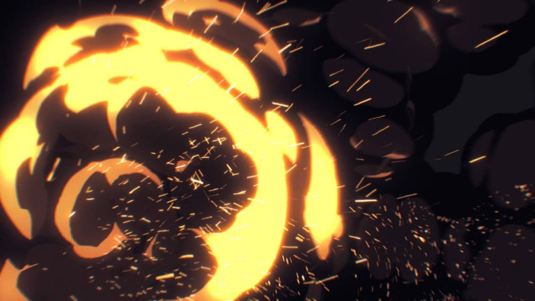 Orange Fire Blast Cartoon Explosion Stream Transition Stinger