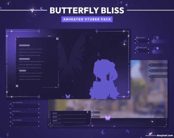 Butterfly Bliss Animated Vtuber Stream Pack