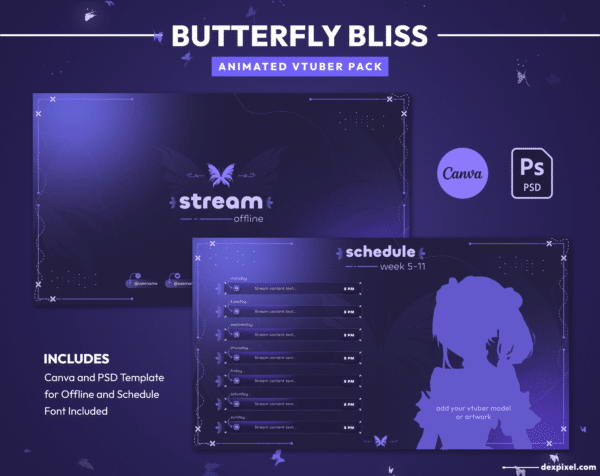 Butterfly Bliss Animated Vtuber Stream Pack Offline Schedule