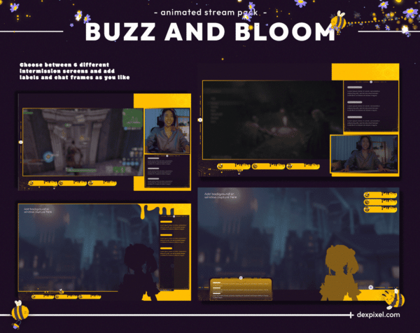 Buzz and Bloom Animated Stream Pack Intermission Scenes