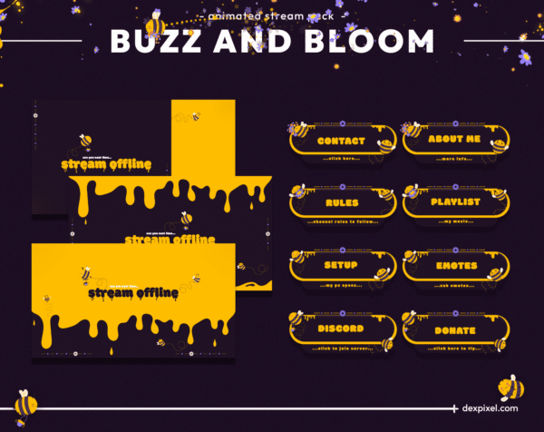 Buzz and Bloom Animated Stream Pack Panels Offline