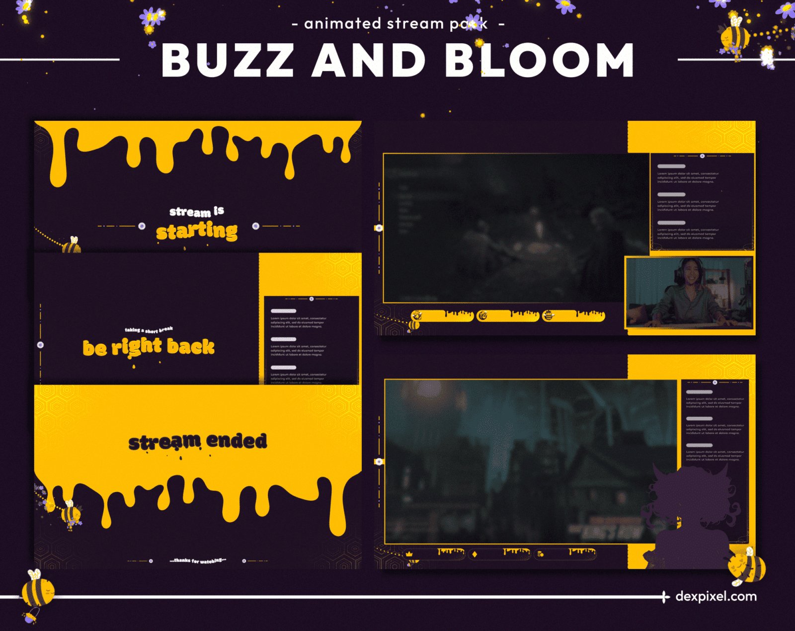 Buzz and Bloom Animated Stream Pack Scenes