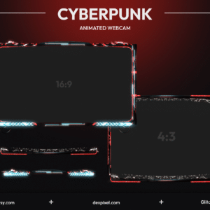 Red Cyberpunk Glitch Animated Webcam Overlay 1.png