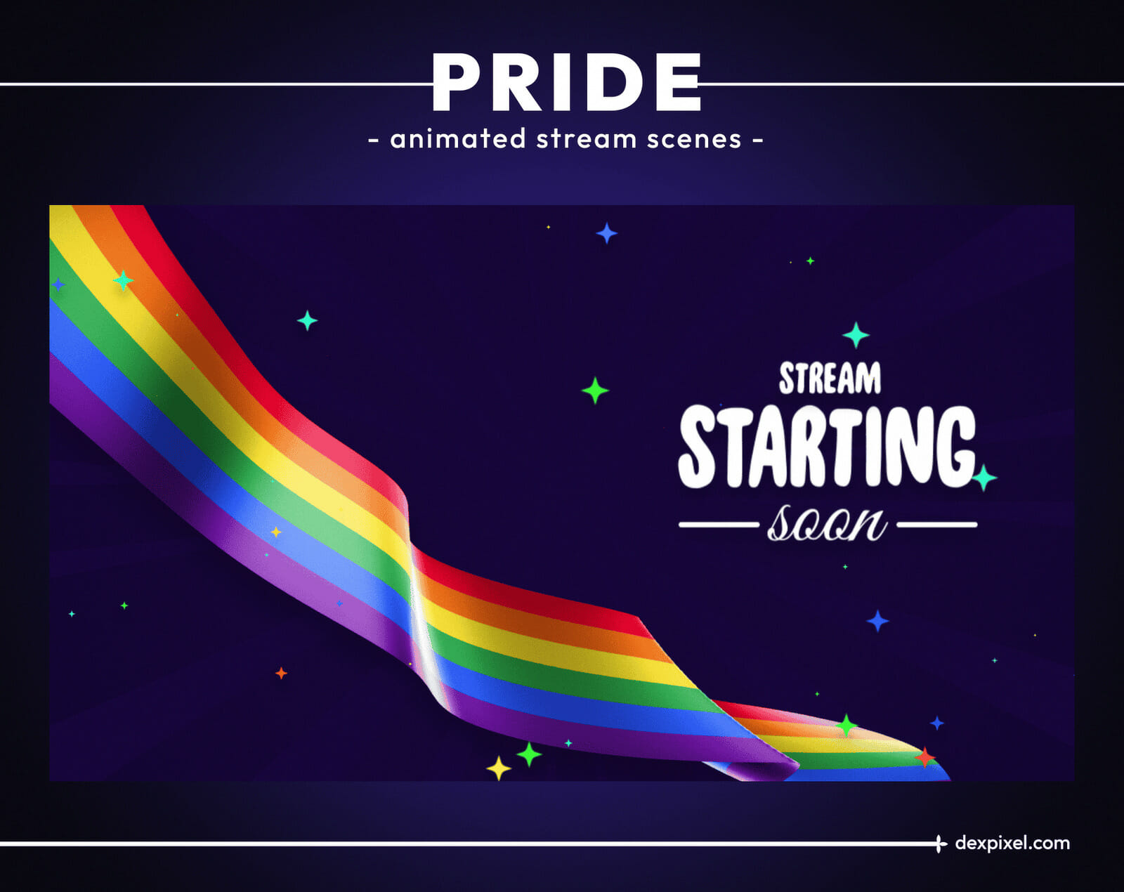 Pride Animated Stream Scenes Twitch Overlay Pack 1