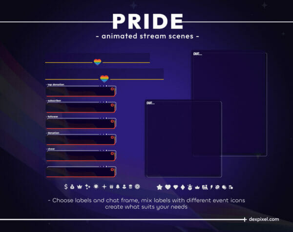 Pride Animated Stream Scenes Twitch Overlay Pack 8