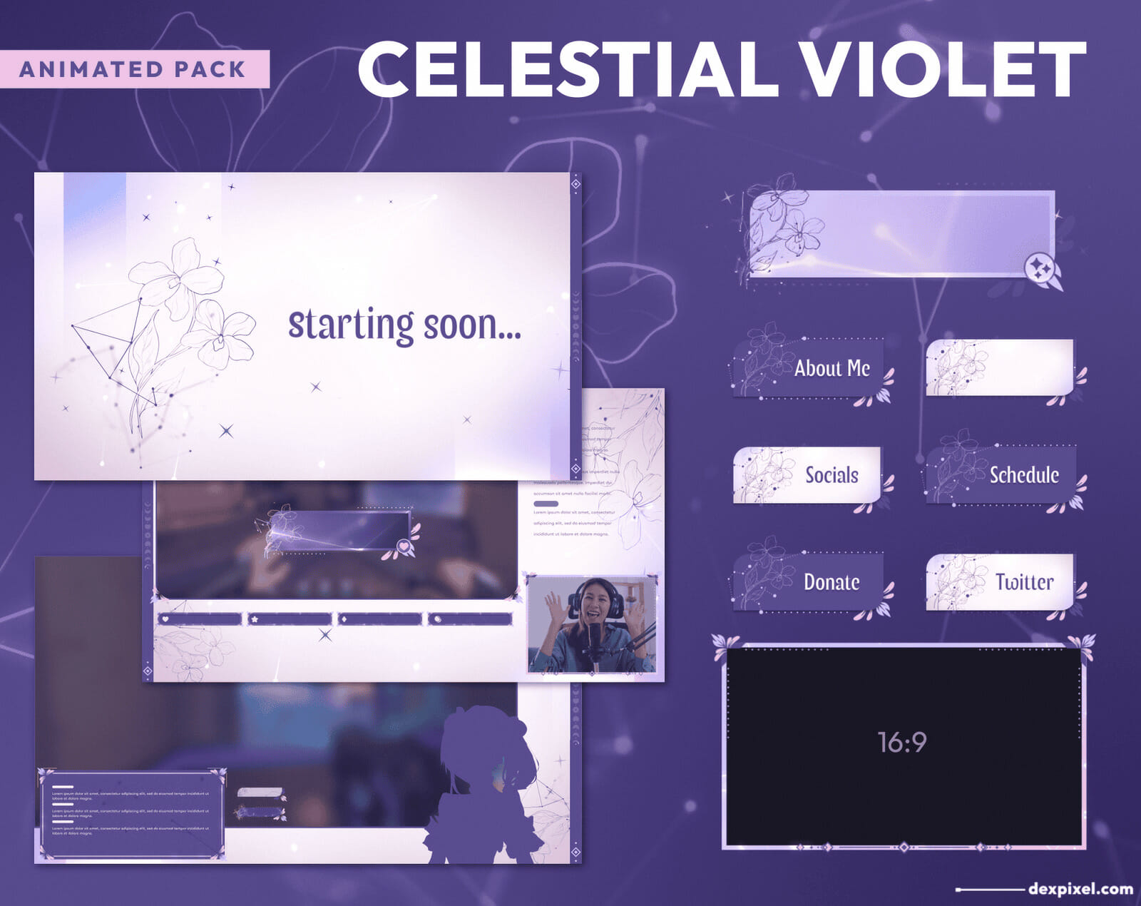 Ghostly Purple Overlays Twitch Streamer Overlays & Scenes 