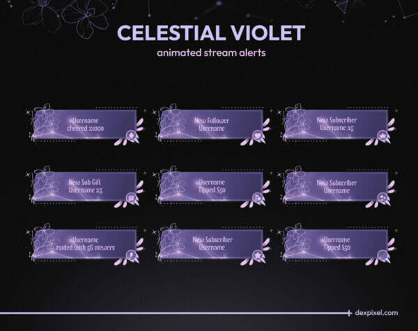 Celestial Violet Animated Stream Alerts 10