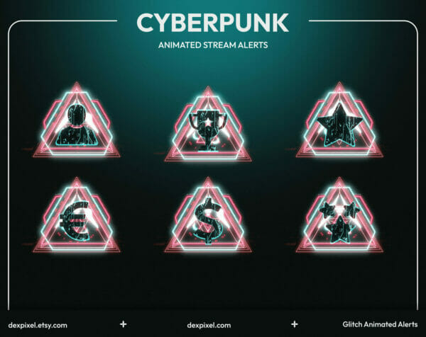 Blue Cyberpunk Animated Stream Alerts 1