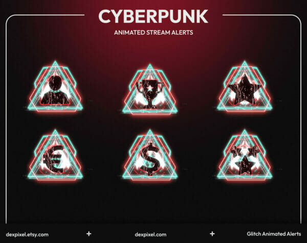 Red Cyberpunk Animated Stream Alerts 2