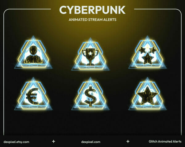 Yellow Cyberpunk Animated Stream Alerts 1