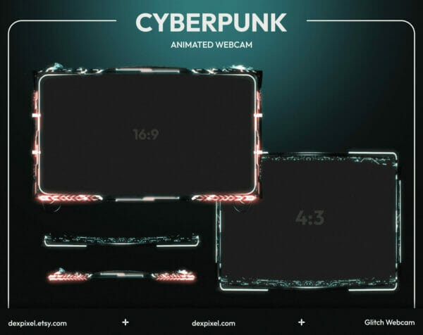 Cyberpunk Glitch Animated Webcam Overlay