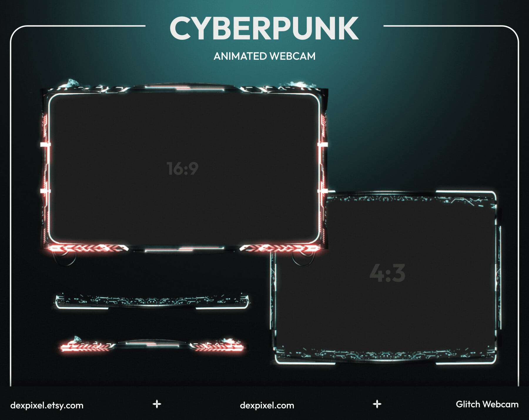 Cyberpunk Glitch Animated Webcam Overlay