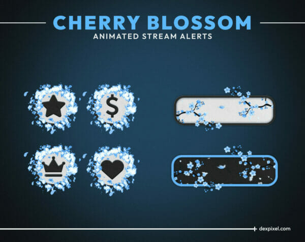 Blue Sakura Cherry Blossom Animated Alerts 3
