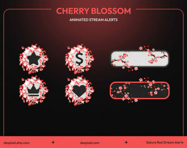 Red Sakura Cherry Blossom Animated Alerts