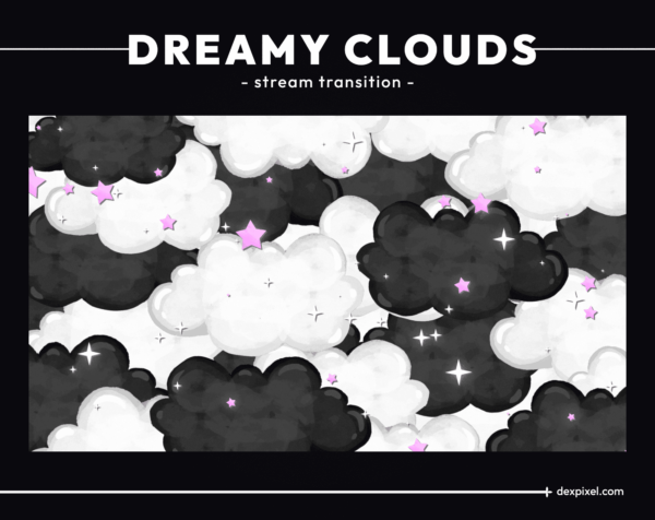 Dreamy Clouds Stream Transition Stinger Black and White 4